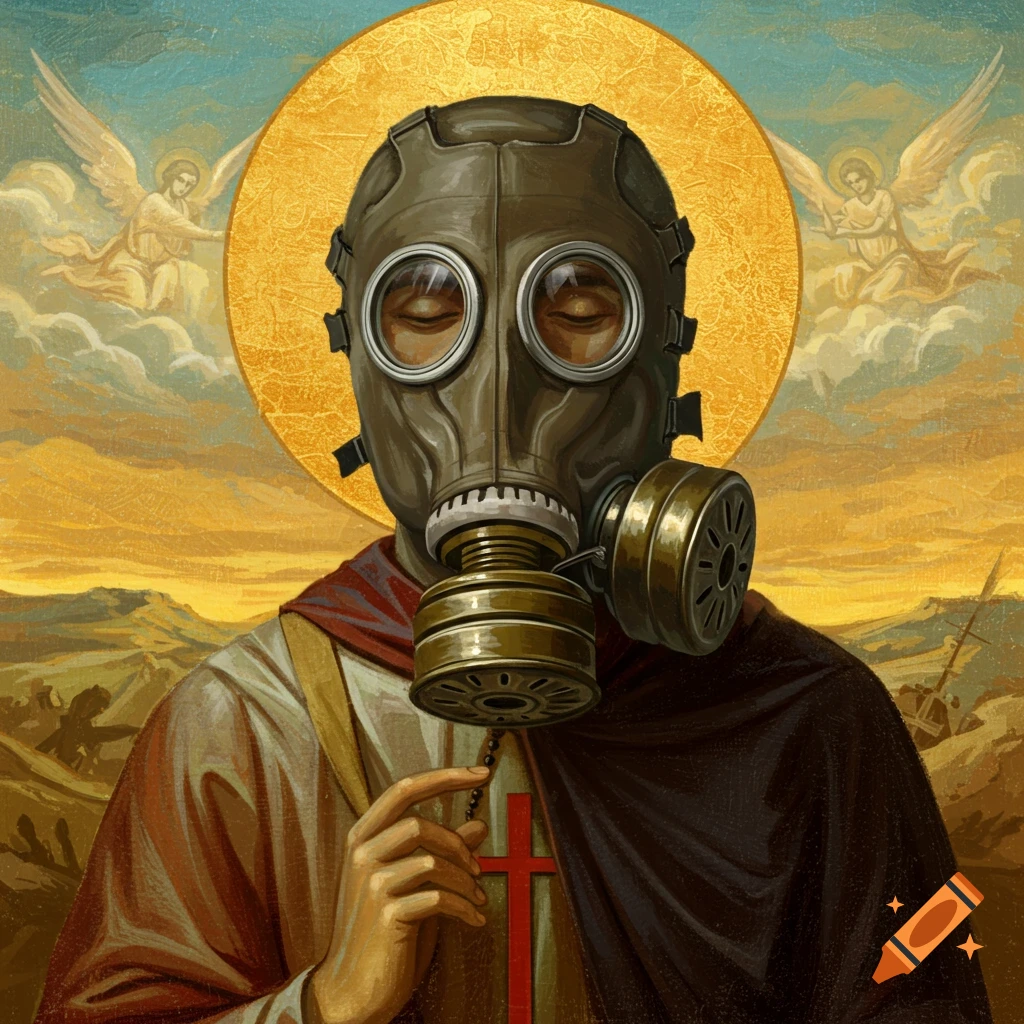 Craiyon 213247 Orthodox Catholic Art Of A Great War Gas Mask Wearing Saint